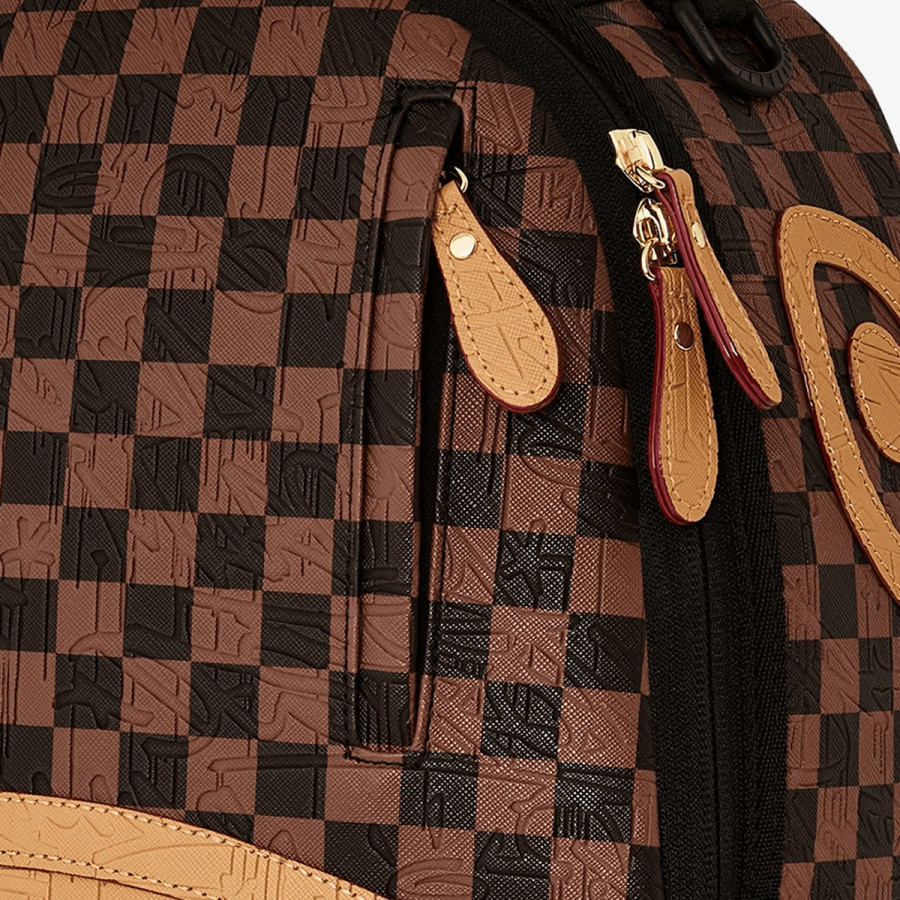 SPRAYGROUND EMBOSSED CHECK BROWN BACKPACK 