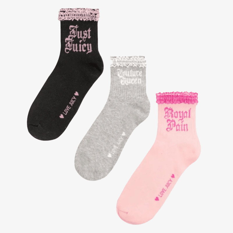 Juicy Couture 3 PK LACE SOCKS 